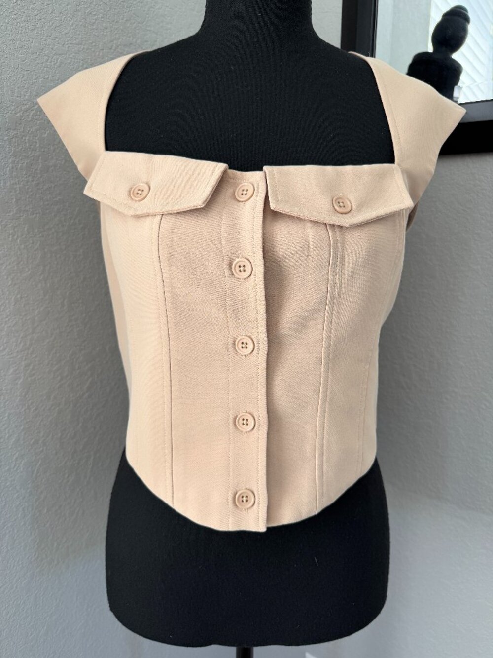 AMANDA UPRICHARD Reeves Vest Tan Top Medium - Picture 3 of 10